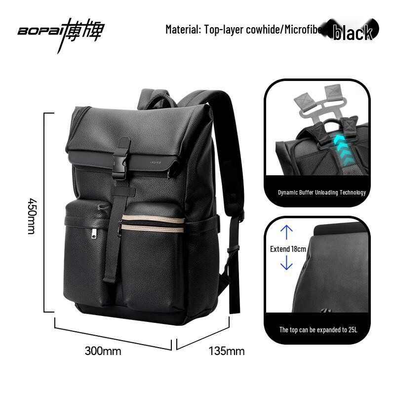 Bopai Men's 16-inch Leather Business Travel Backpack