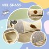 Cat Tunnel with 3 Openings, Plush, Sisal Scratching Rope, 107x38x29 cm, Beige/Grey