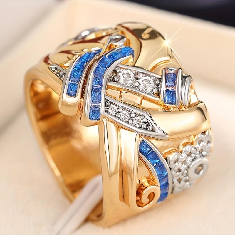 Luxury Broadband Ring Synthetic Zirconia Floral Jewelry Vintage Men's Women's Wedding/party/daily Rings for  Enthusiasts