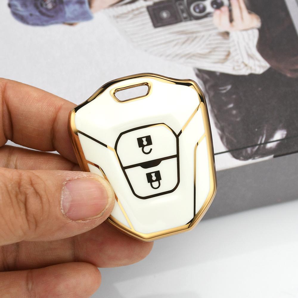 Gold Edge TPU 2 Buttons Keyless Cap Shell Fob Holder Bag For Isuzu D Max Mu-x V-Cross Truck Car Key Case Cover Accessories