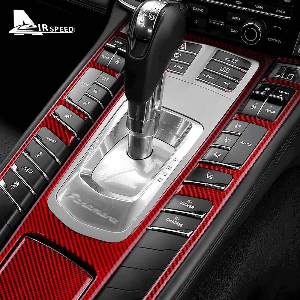 Autocollant en fibre de carbone véritable pour Porsche Panamera 2010 2011 2012 2013 2024 2015 2016 Panneau de commande central de voiture, panneau de vitesse, garniture intérieure
