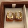 Retro Small Bag Earrings, Ear Buckles, French Loose Sense Niche Design, High Sense Light Luxury Amber Autumn And Winter Earrings