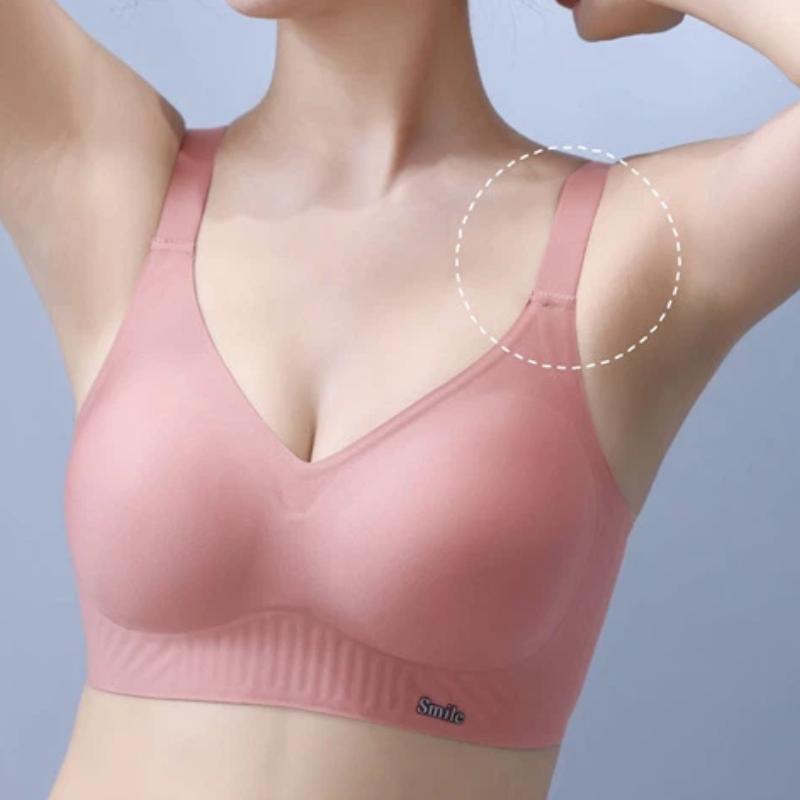 Pink Seamless Wireless Bra with Adjustable Straps and Side Support M розовый
