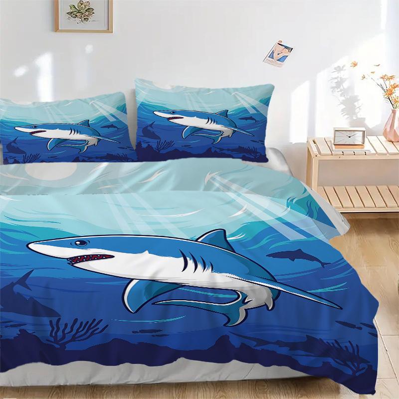 3pcs bedding set Shark Ocean Predator Includes 1 Comforter + 2 Pillowcases, Without Pillow Inserts, Soft Comfortable,a0909079