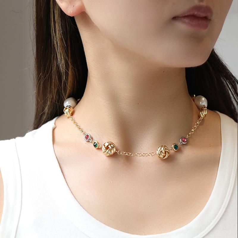 Kenjie Two-Color Gold & Silver Necklace Earrings Set with Baroque Pearls