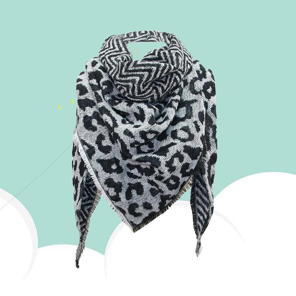 Ladies Leopard Print Imitation Cashmere Shawl Long Scarf 140x140x190cm
