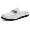 Fashion New Breathable Dress Shoes Genuine Leather Mens Slip on Shoes Fashion Men Half Loafers Slides Breathable Mules for Man Flats