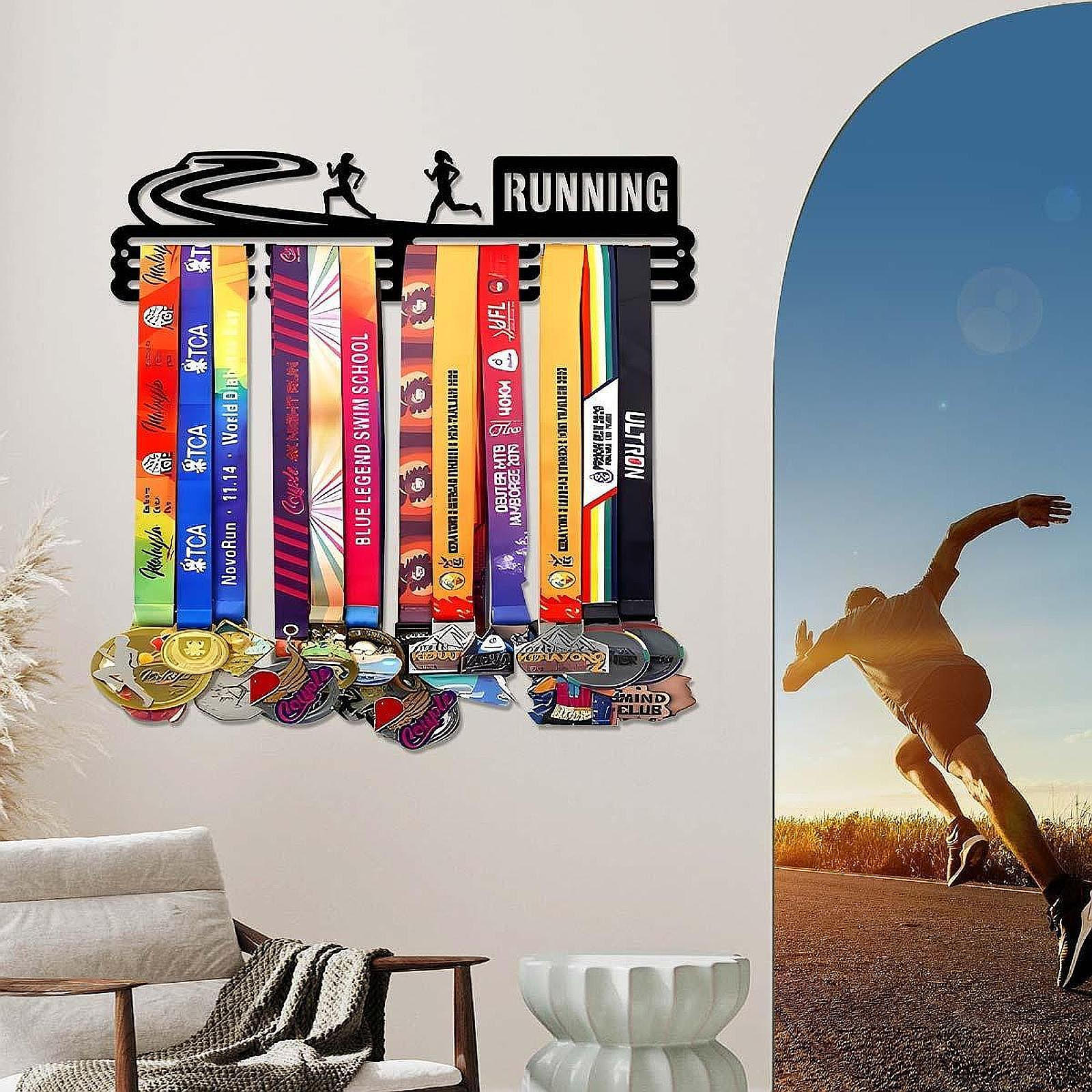 

Тримач для вішалок, Легкий в установці Тримач для нагород, Металевий органайзер для спорту, Рамка для медалей за спорт, Медалі running