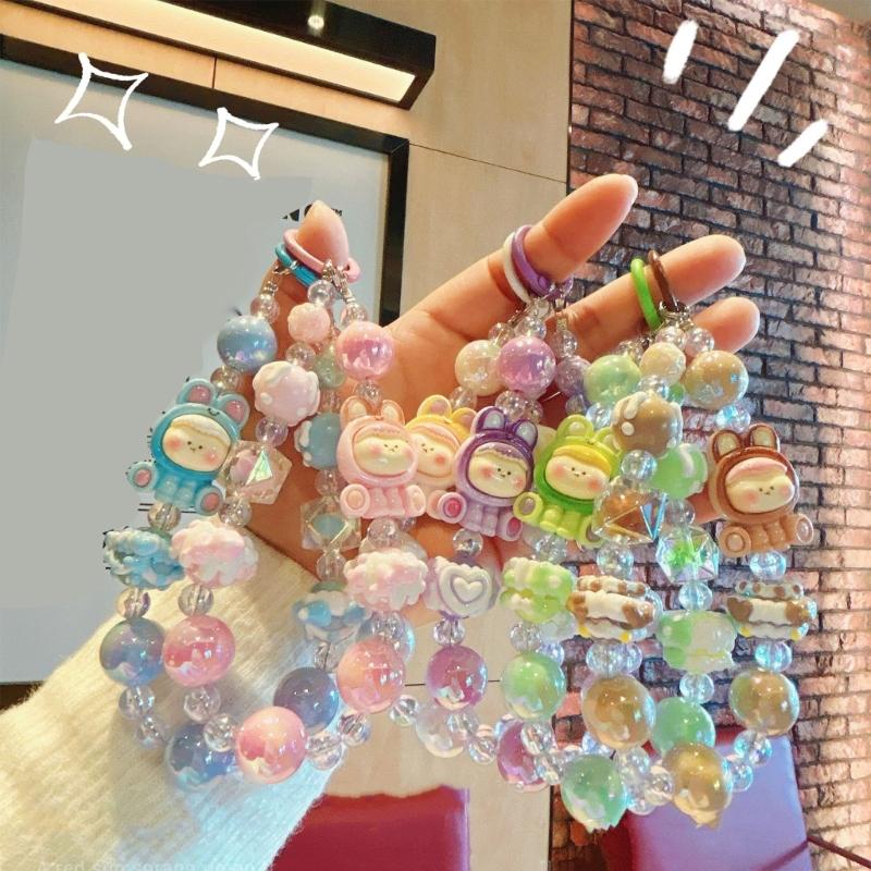 Beaded Phone Bracelet Strap,Phone Beaded Wrist Strap Phone Bracelet Lanyard for Women Phone Keychains Charm