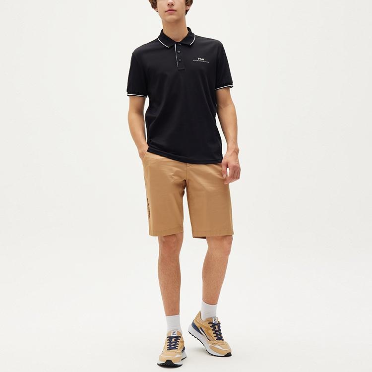 FILA Polo Shirts Men's Jet Black Polo Collar Moderate Straight Fit F11M138157FBK