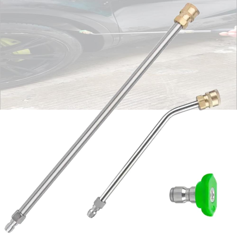 

2-piece set Pressure Washer Extension Wands (Straight + Curved) with 1/4 Quick Connect for Wall/Roof/Car Cleaning