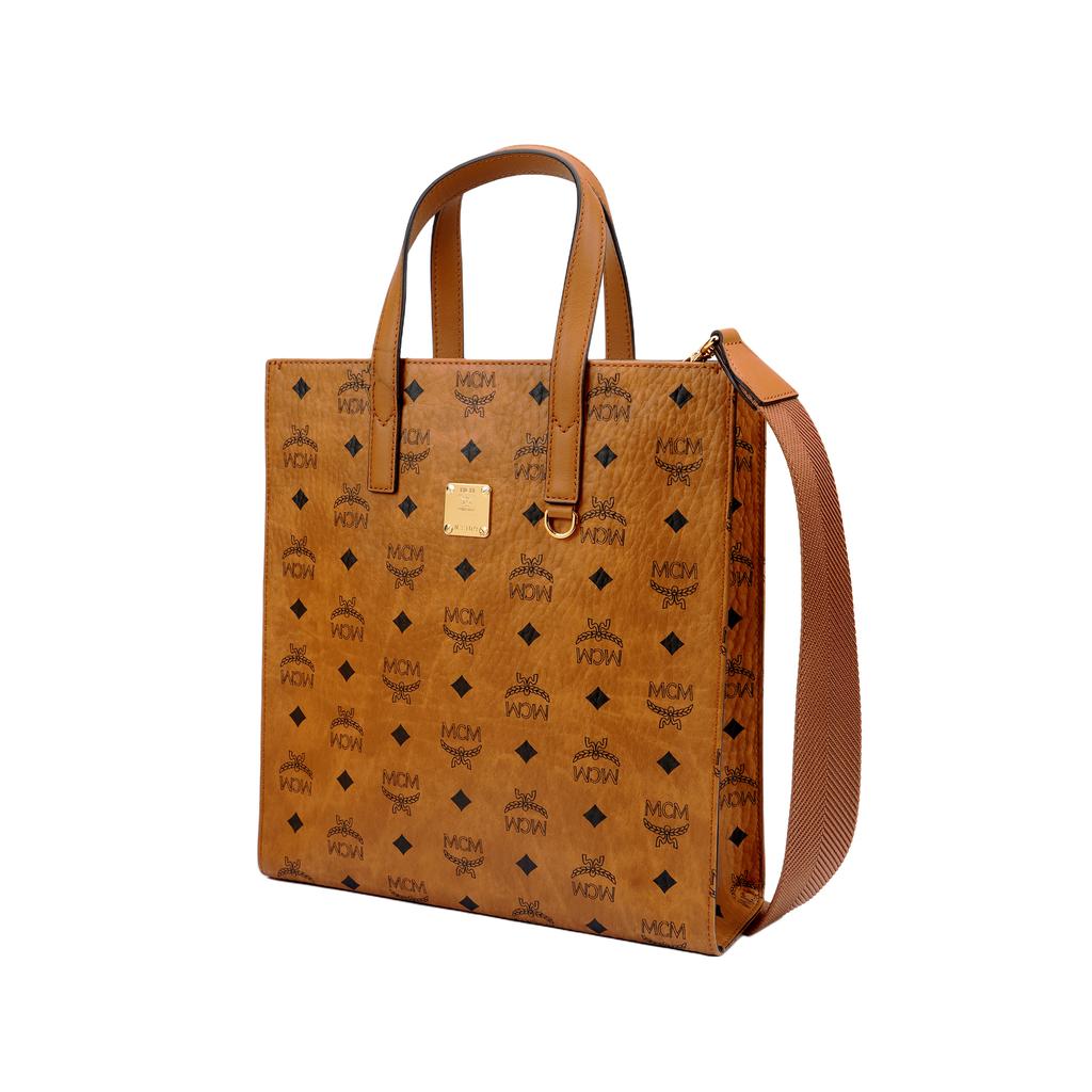 MCM Portuna Aren Monogram Tote Bag Coated Canvas Shoulder Handbag Unisex Tote Bag Cognac MMTCSKC03CO001