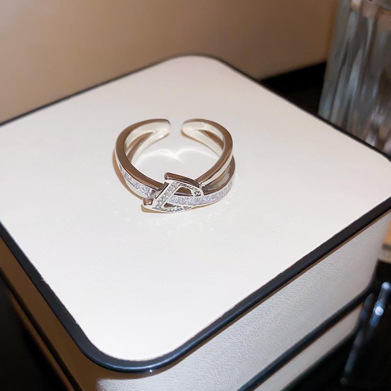 Luxury Geometric Zirconia Open Ring - Elegant and Versatile Hand Jewelry