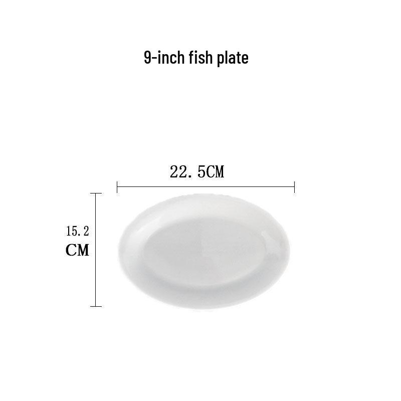 Pure White Ceramic Oval Fish Plate - 14/16/18 Inch - Ideal for Steamed Fish, Vegetables - Perfect for Home, Hotel, or Restaurant Use