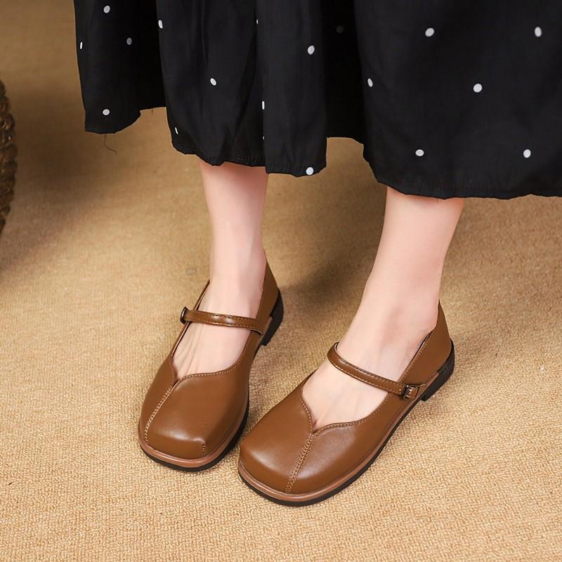 Flat Black Shoes for Women Square Toe Clogs Platform British Style Oxfords Summer New Creepers Preppy Leather Mary Janes