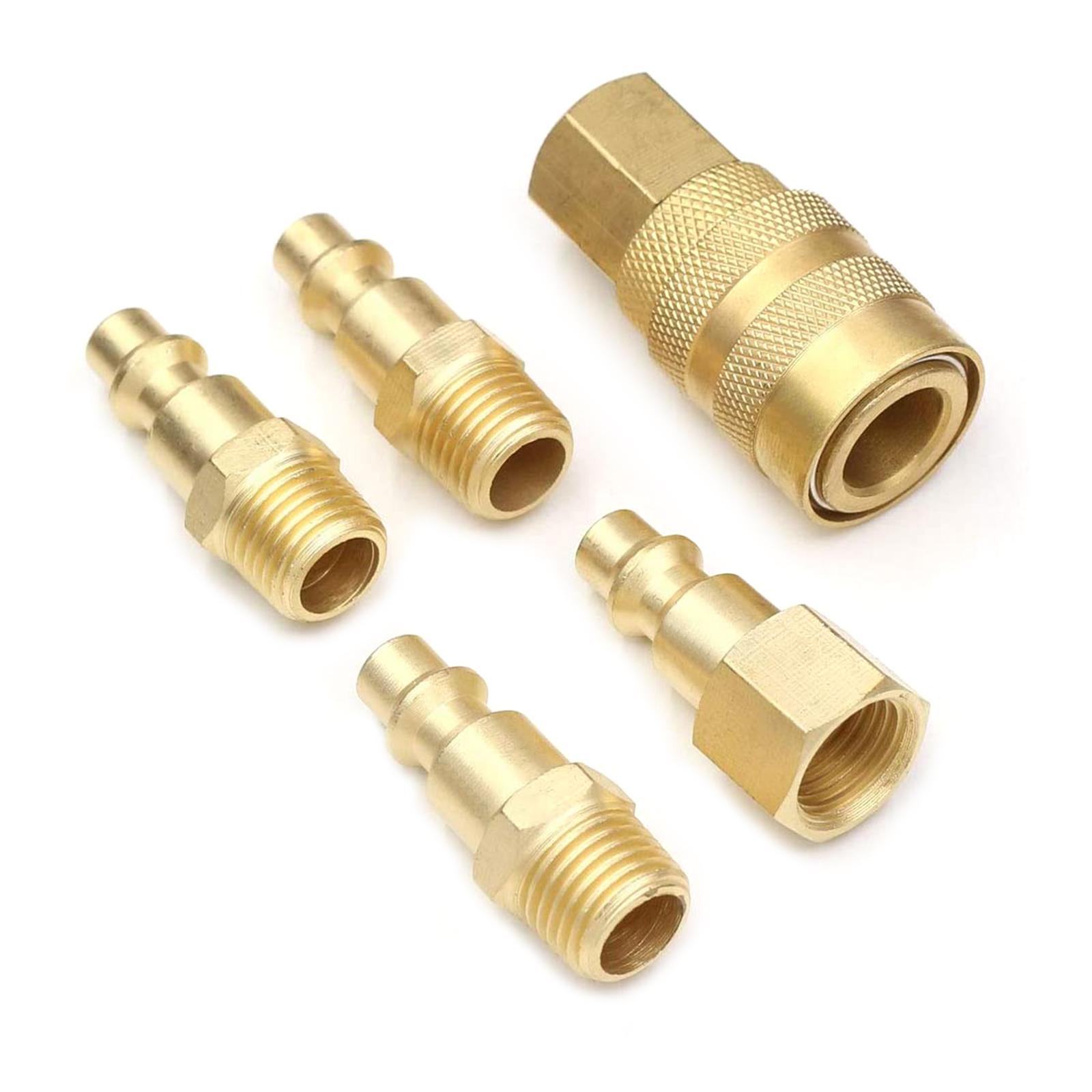 

5 шт./набір Повітряні фітинги Набір повітряних муфт та штекерів Набір швидкороз ємних з єднувачів з суцільної латуні Промисловий 1/4 NPT Набір фітингів для пневмоінструменту