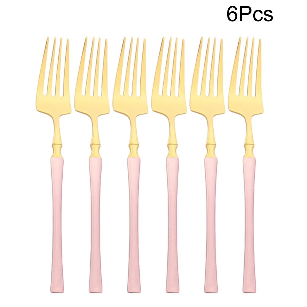 6Pcs Mirror Dinner Forks Cutlery Blakc Stainless Steel Fork Flatware Kitchen Silverware Western Dinnerware Restaurant Fork Set