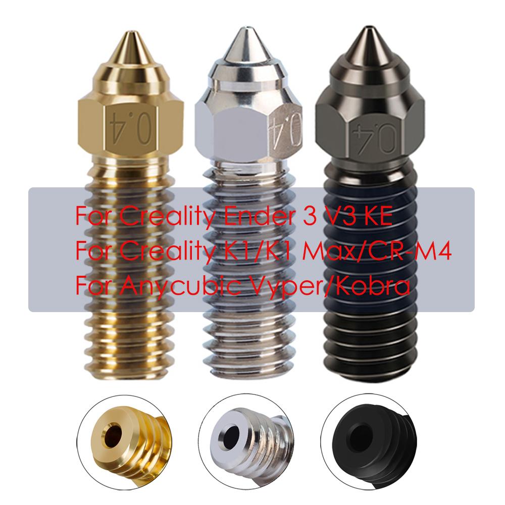 High-speed Volcano Nozzle Brass Copper Plated Hardened Steel For Creality K1/K1 Max/ Anycubic Vyper/Kobra / Sovol Sv06 Plus/Sv07
