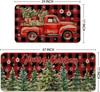 2pc  Christmas American Retro Red Truck Carpet Home Decor, Non-Slip And Dirt-Proof, Kitchen And Dining Room Floor Mats Set