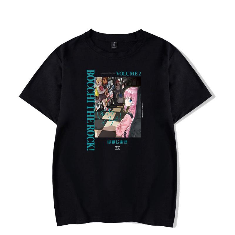 Anime Tshirt Bocchi the Rock Print Commemorative Shirt Round Neck Short Sleeve Summer Tees Lightweight Soft Comfortable Unisex