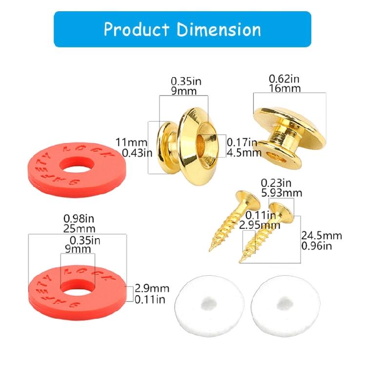Strap Lock Buttons Set Strap Retainers for Guitars Bass Ukulele Metal Construction Silicone Straps Fastening System