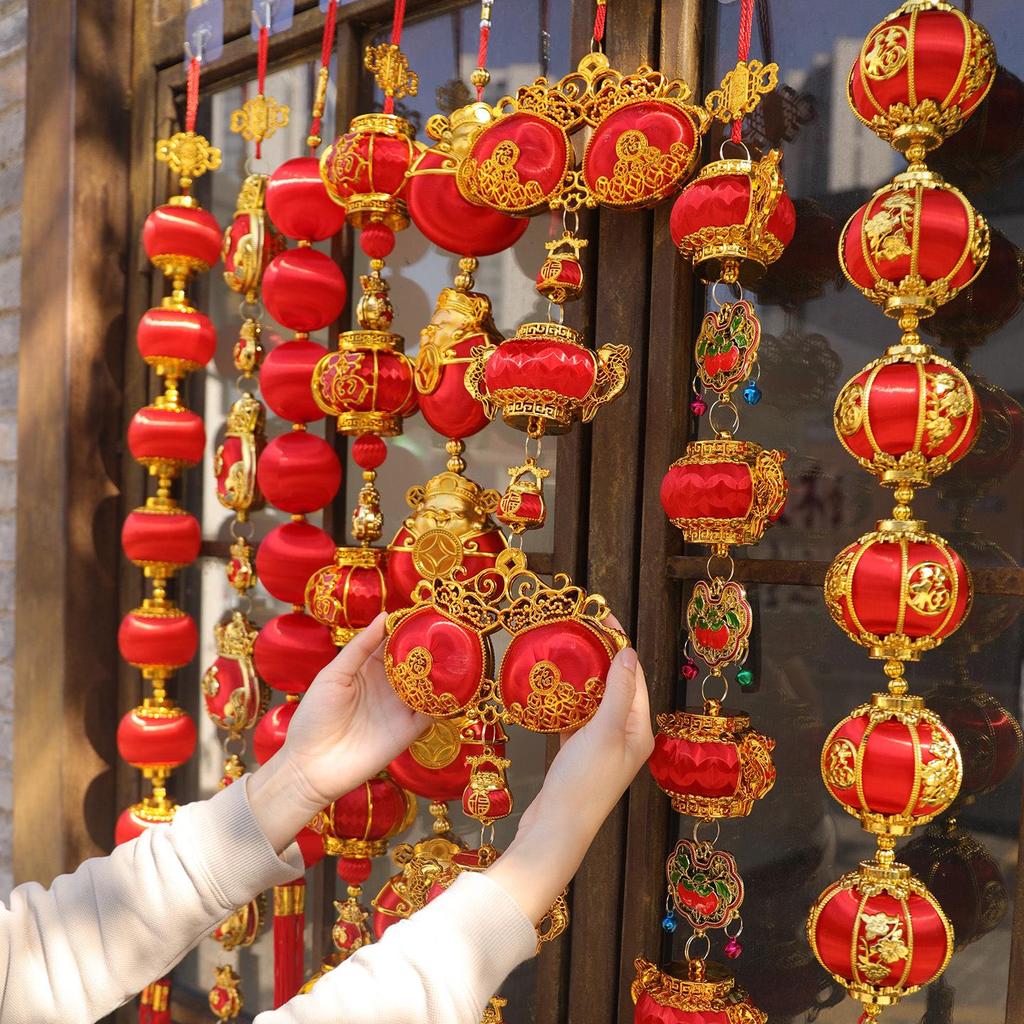 2026 Year of the Horse Red Lantern Ornaments for New Year and Housewarming Decorations, Featuring 'Fu' Spring Festival Pendants