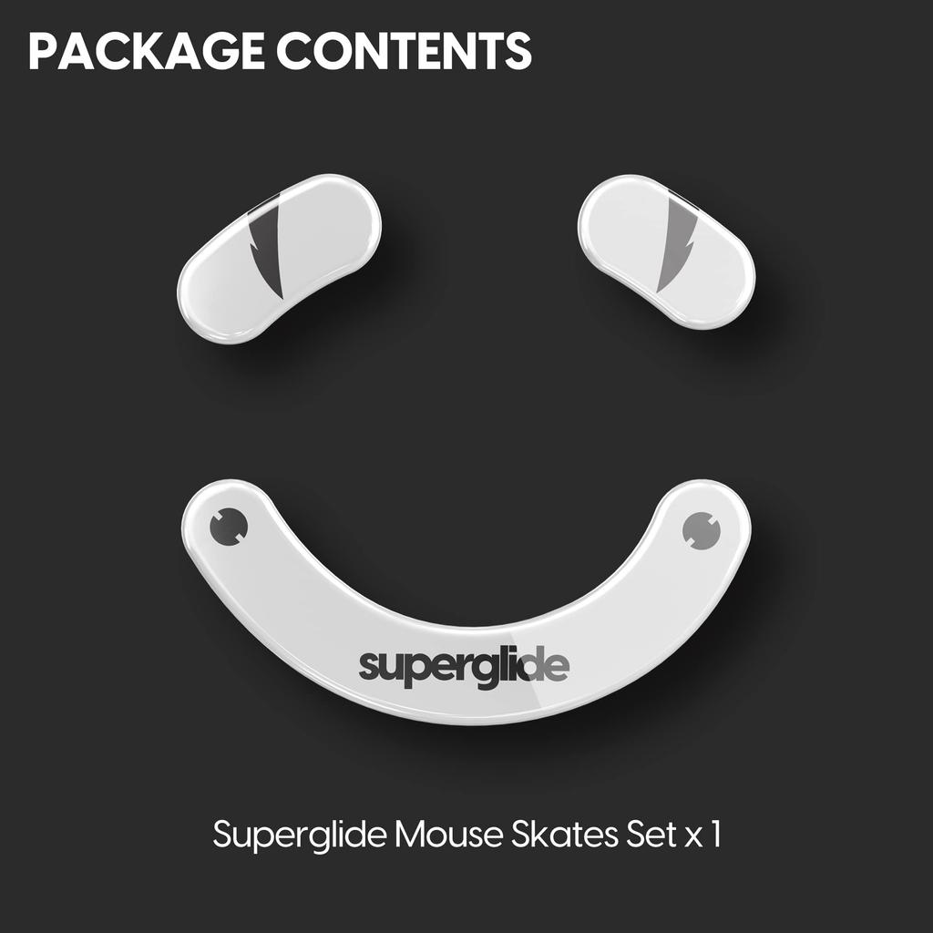 Superglide Mouse Feet for Razer DeathAdder V3 Pro [Tempered Glass, Rounded Edges, Durable, Ultra-Low Friction, Super Smooth] - White