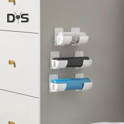 1 Pair Kitchen Storage Rack Organizer Drill-Free Installation Wall-Mounted Multi-Purpose Shelf Plastic Wrap Trash Bags Organizer