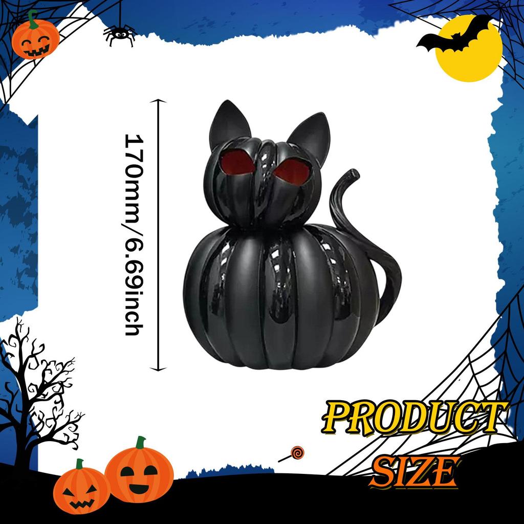 Halloween Cat Pumpkin Decor Desktop Art Piece Practical Night Light for Party Gifts Anniversary Indoor Outdoor Festive Dorm