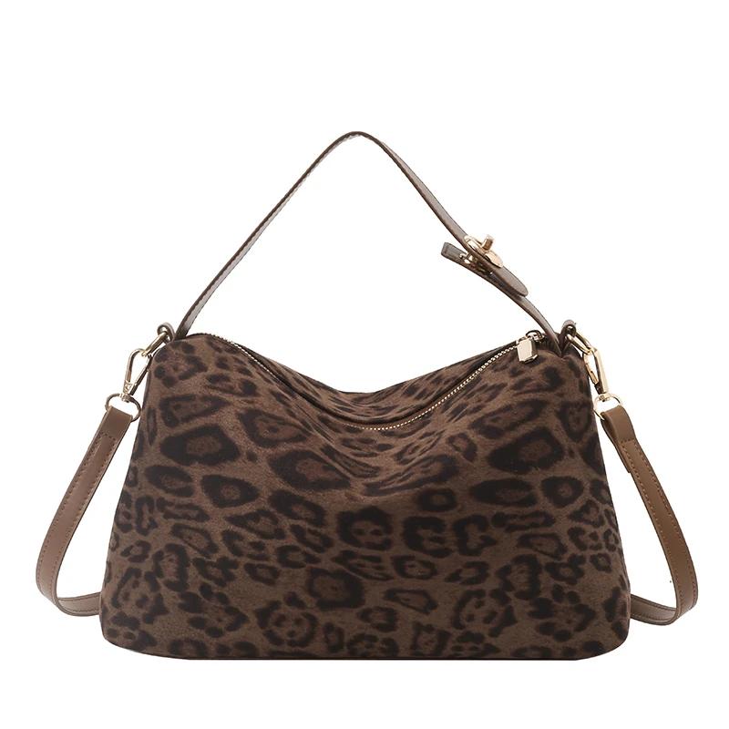 Zipper Leopard Print Large Capacity Casual High Quality Shoulder Bags Large Capacity Waterproof Durable Crossbody Bags кофейный