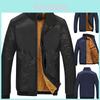Men's Faux Fleece Fur Lined Hoodie Zip Up Coat Jacket With Warm Stand Collar