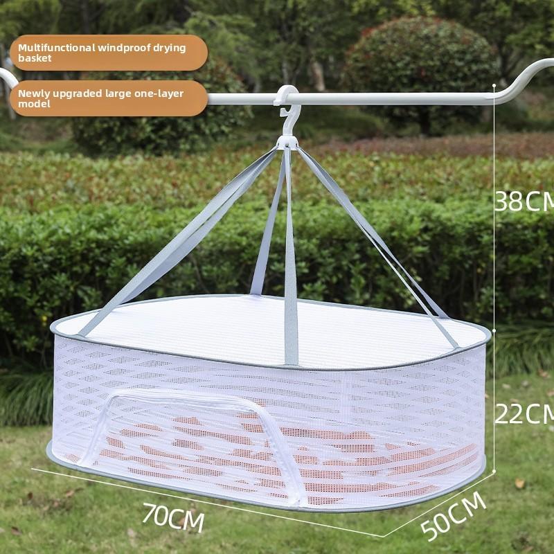 Collapsible Double Layer Clothing Drying Basket With Breathable Fabric For Home Use