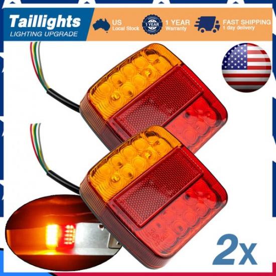 

2x LED TRAILER LIGHTS LIGHT SQUARE TAIL STOP INDICATOR TRUCK LAMP UPGRADE KITS