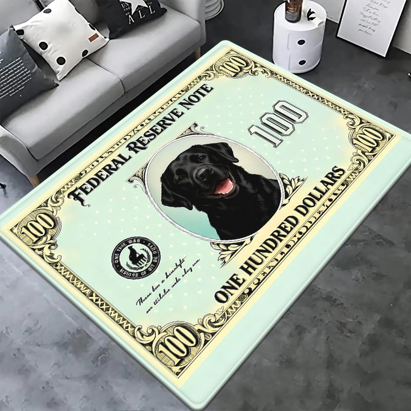 Dollar Pet Cats and Dogs Carpet Creative Currency Design Floor Mat for Living Room Rug Entrance Foyer with Money Pattern Decor