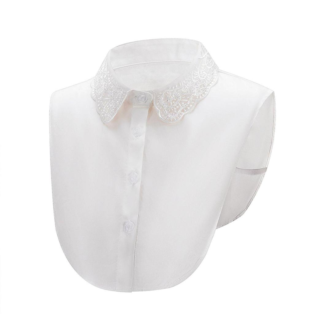 Dekorativer falscher Kragen für Damen im koreanischen Stil aus besticktem Organza für Herbst/Winter