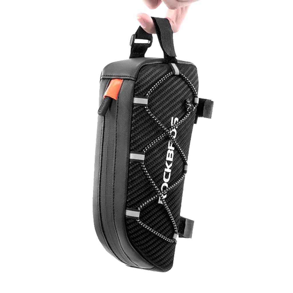Waterproof frame-mounted bicycle bag with webbing, 1l - black