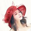Women's Vintage Organza Sun Hat with Mesh Flower Details