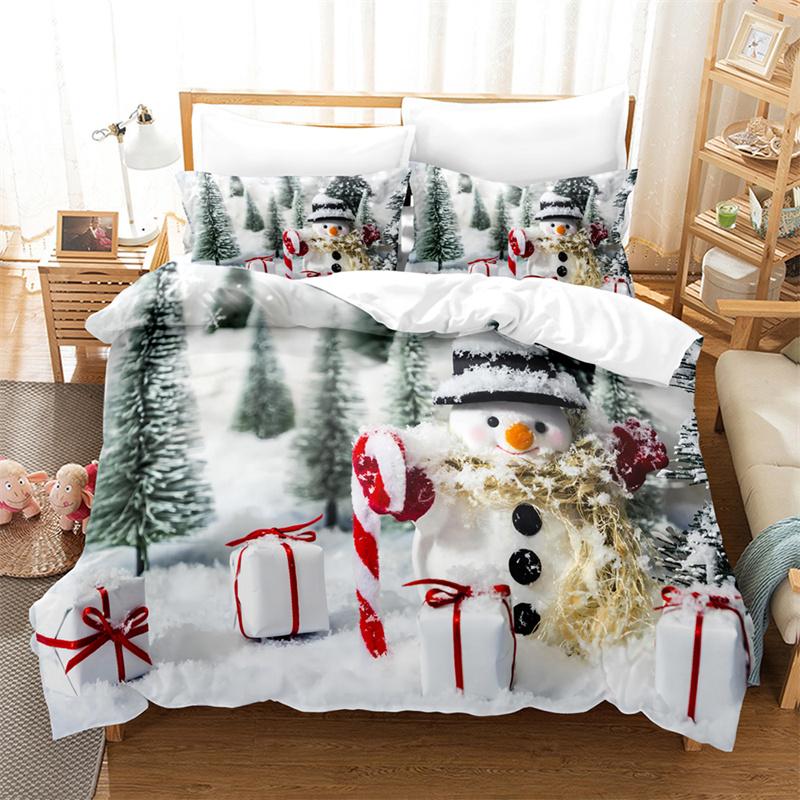 Christmas Snowman Bedding Set Duvet Cover New Year Gift Quilt Cover Boys Girls Bed Set Christmas Decorative House Bedding Set