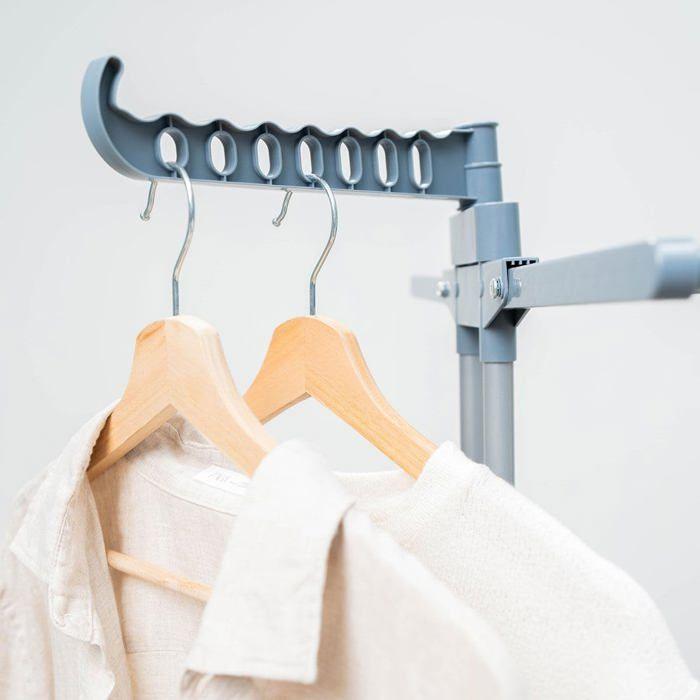 Foldable Expandable Vertical 30-Bar Clothes Drying Rack with Wheels, 3-Tier 6 Foldable Wings Laundry Dryer, 22 M Drying Space