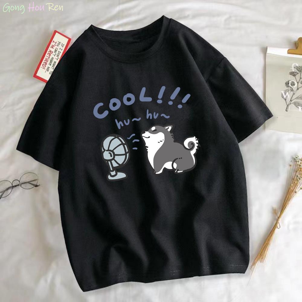 

Cartoon Fan Dog Couple T-Shirt Matching Funny Graphic Tee Kawaii Summer Short Sleeve O-Neck Top Cute Couples Gift Unisex Casual 4XL