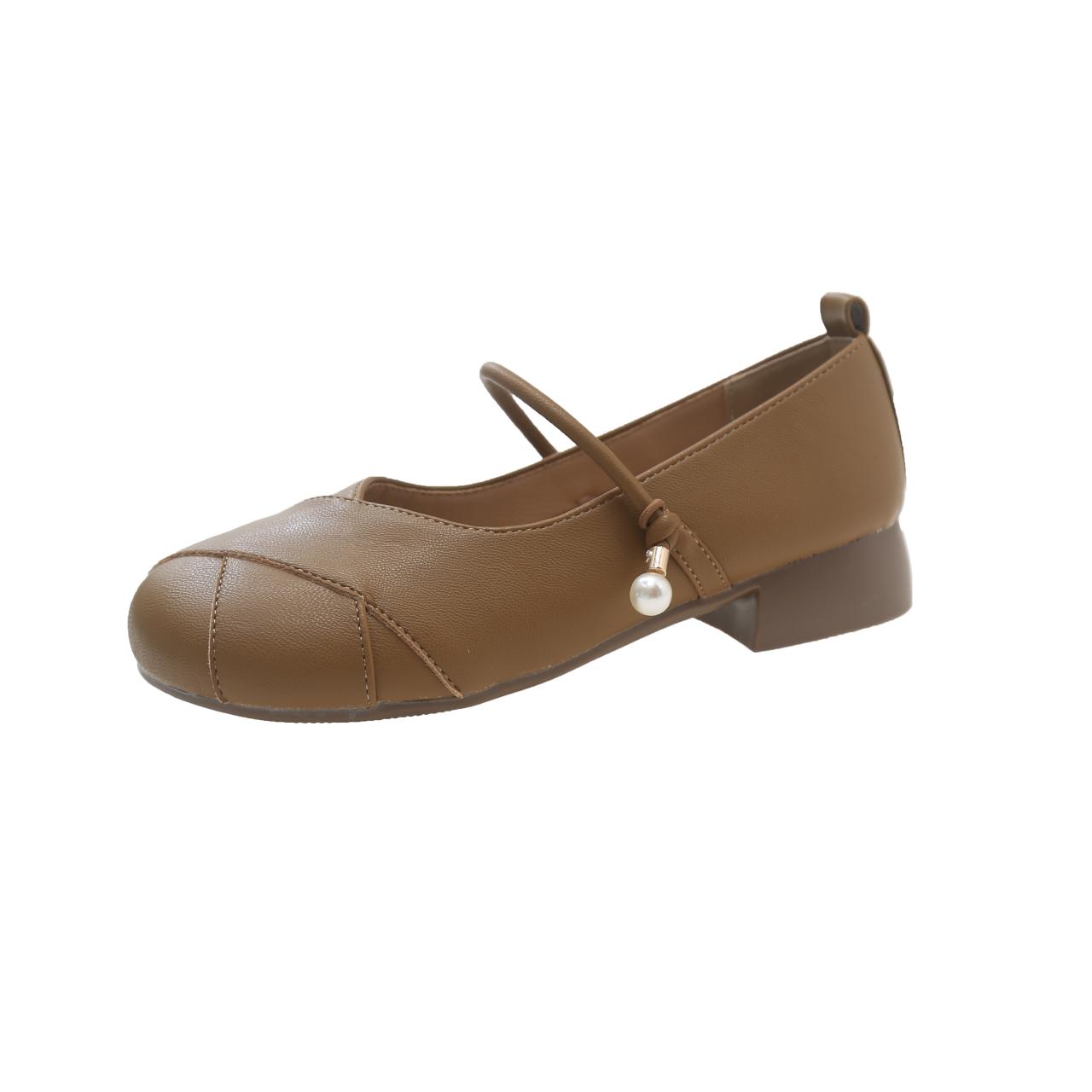 

модные весенне-осенние женские туфли-лодочки с круглым носком и низким каблуком, женская уличная обувь, неглубокие туфли для платья, туфли Мэри Джейн, слипоны на квадратном каблуке 40 коричневый