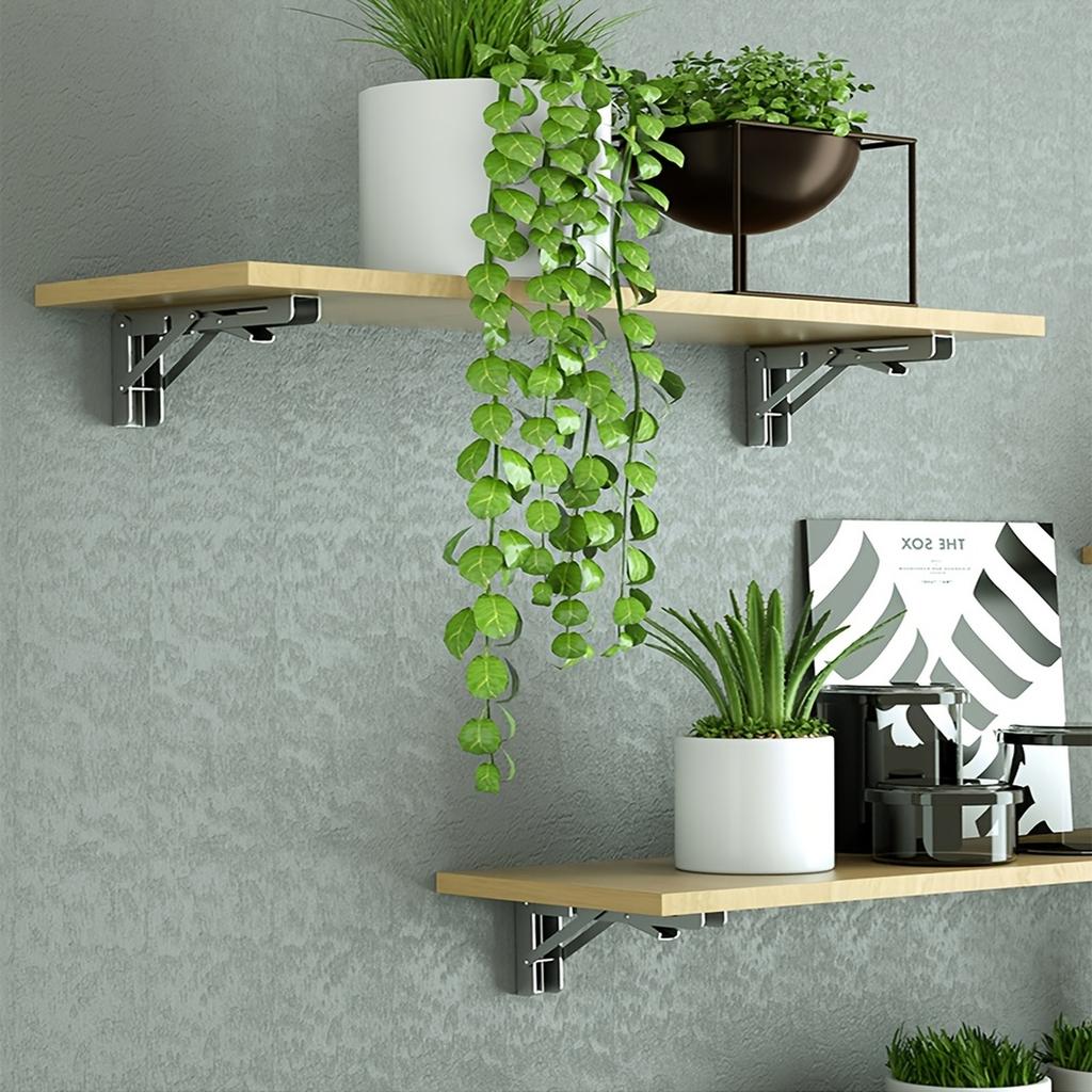 8 Inch Folding Wall Bracket Heavy Duty Support Shelf Bracket Foldable Metal Storage Rack Holder for Space Saving and Organization