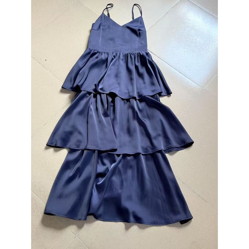 Satin Fabric Glossy Smooth Draping Multi-Layer Skirt Cake Skirt Dress