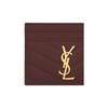 Saint Laurent Ysl Monogram Gold Logo Grainy Embossed Quilted Leather Card Holder Women card holder Dark-Red 423291-BOW01-6475