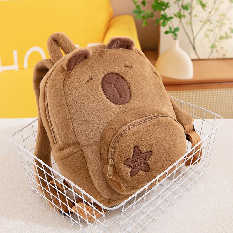

2025 Capybara Plush Backpack - Cute, Versatile Schoolbag for Women 30x30x12 cm, 0.5 kg