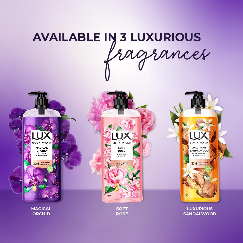 Lux Magical Orchid Bodywash 750 Ml For Soft Glowing Skin With Long Lasting Fragrance And Luxurious Bathing Experience Paraben Free