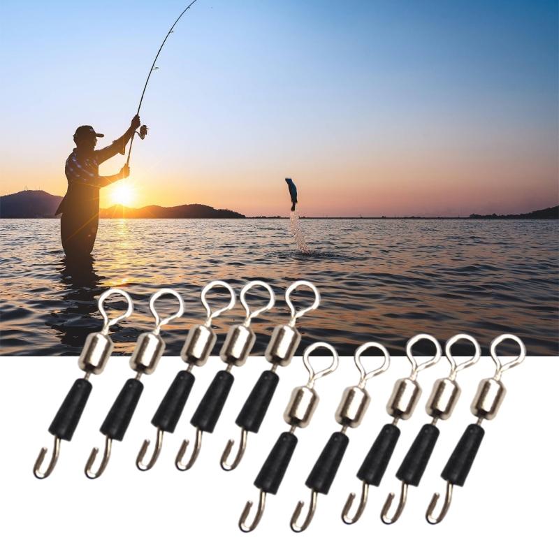 50Pcs High Strength Rolling Balls Bearing Snap Fishing Barrels Swivels Lures Connector Clip for Saltwater & Freshwater