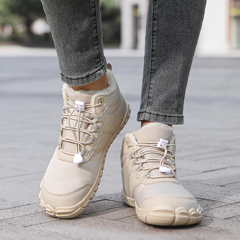 Unisex Cotton Shoes Plush High-top Snow Boots Men Women Warm Winter Hiking Sneakers Non-slip Casual Sports Shoes