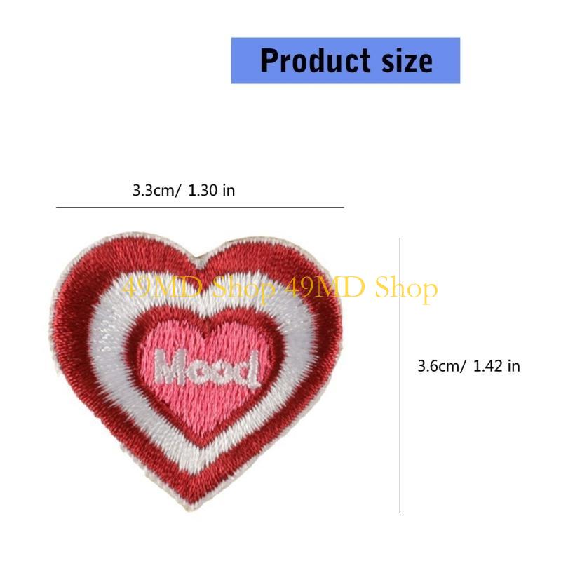 49MD 16pack Unique Heart Patches Luxurious Embroidery Patches Personality Appliques for Creative Projects