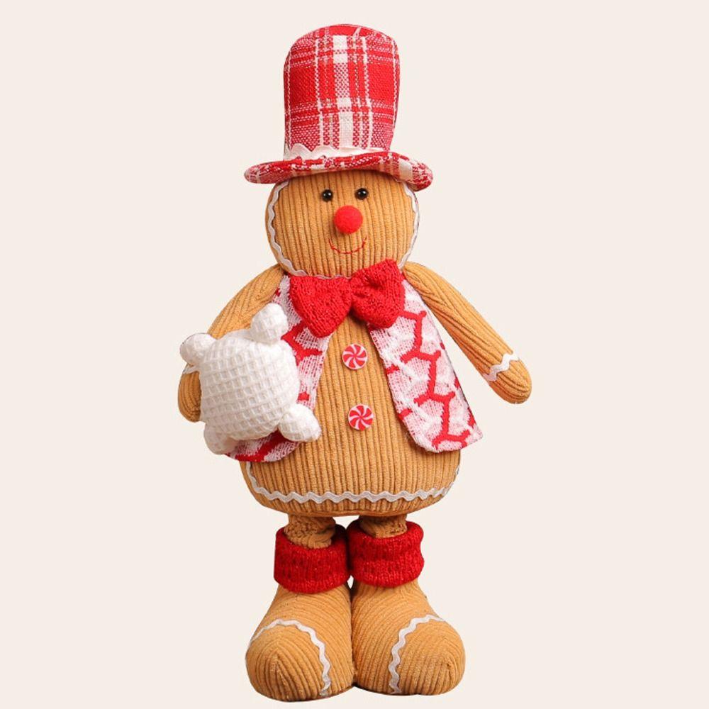 Large Gingerbread Man Retractable Doll Cute Standing Christmas Telescopic Doll Ornaments Long Leg Cartoon